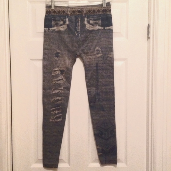 SUBLIMATION "DENIM PRINT" LEGGINGS - Picture 3 of 4